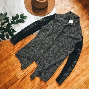 Line & Dot • Marled Vegan Leather Sleeve Cardigan